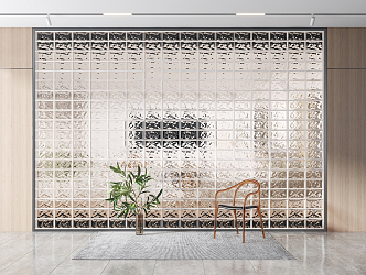 Modern glass brick partition 3d model