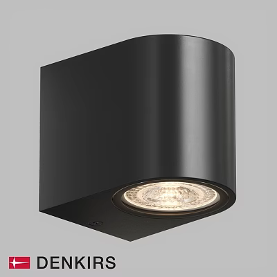 Black Cylindrical Outdoor Wall Light In Modern Style With Illuminated Design 3d model