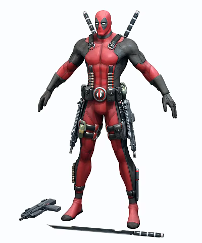 Modern game character Deadpool 3d model
