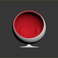 Modern Spherical Accent Chair With Red Interior And White Base Stylish Design