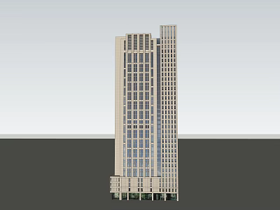 Modern High Rise Office Building With Large Windows And Light Colored Exterior Design 3d model