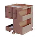 Modern Bedside Table With Drawers Open Shelves And Rolling Wheels 3d model