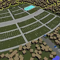 Aerial View Of Large Cemetery With Arranged Graves And Greenery