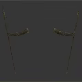 Pair Of Black Metal Decorative Brackets With Spiked Top And Curved Arm Design