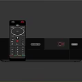 Modern TV Entertainment Setup with Black Streaming Device and Remote Control 3d model