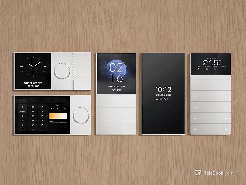 Modern Smart Switch Panels With Digital Display Time Date And Various Designs 3d model 