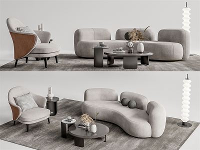 Modern sofa coffee table combination 3d model