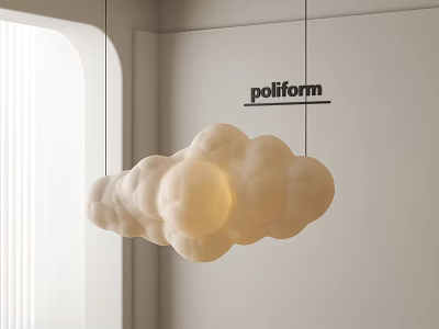 Modern Poliform Cloud Shaped Chandelier Hanging In Minimalist Interior Design 3d model