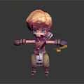 3D Cartoon Character Design With Orange Hair Blue Eyes And Yellow Pants Holding Item