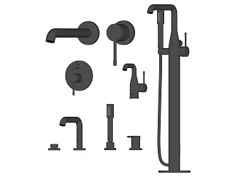 Modern faucet metal faucet combination 3d model