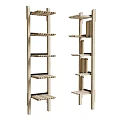 Wooden Multi Tier Shelving Unit with Slatted Shelves for Home Storage