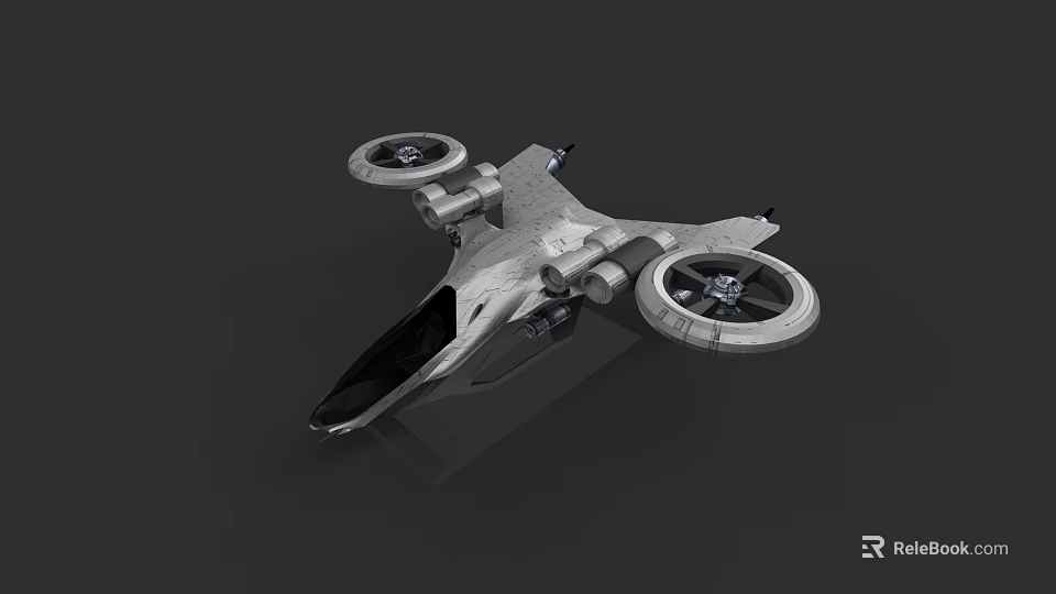 Modern Fighter Jet With Large Dual Rotors And Sleek Aerodynamic Fuselage Design 3d model 