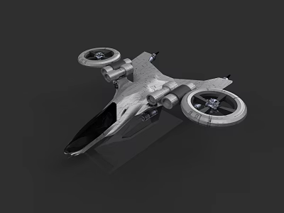 Modern Fighter Jet With Large Dual Rotors And Sleek Aerodynamic Fuselage Design 3d model