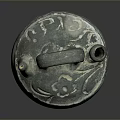 Carved Ceramic Sculpture With Handle Double Spouts Floral And Wave Patterns Gray Blue Color
