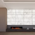 Modern Hotel Public Lounge Area With Marble Wall Fireplace And Decorative Items