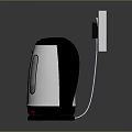 Silver Electric Kettle With Black Handle Plugged Into White Power Socket For Daily Use 3d model