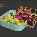 Commercial Equipment For Kids Interactive Play Area With Colorful Seats Speakers And Patterned Floor