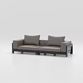 Modern Gray Leather Sectional Sofa With Two Soft Cushions And Black Frame Design 3d model