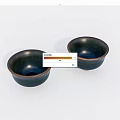 Two Dark Tea Bowls With Metallic Rim On White Background For Elegant Tea Time