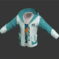 Hooded White And Turquoise Jacket With AS Logo Graphic And Stylish Sporty Design