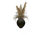 Rustic Ceramic Vase With Dried Pampas Grass For Home Decor Accent 3d model