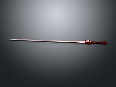 Classic Long Sword With Red Handle On Gray Gradient Background 3d model