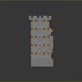 Block Built Castle Model With Gray Walls Golden Decorations And Flaming Torches
