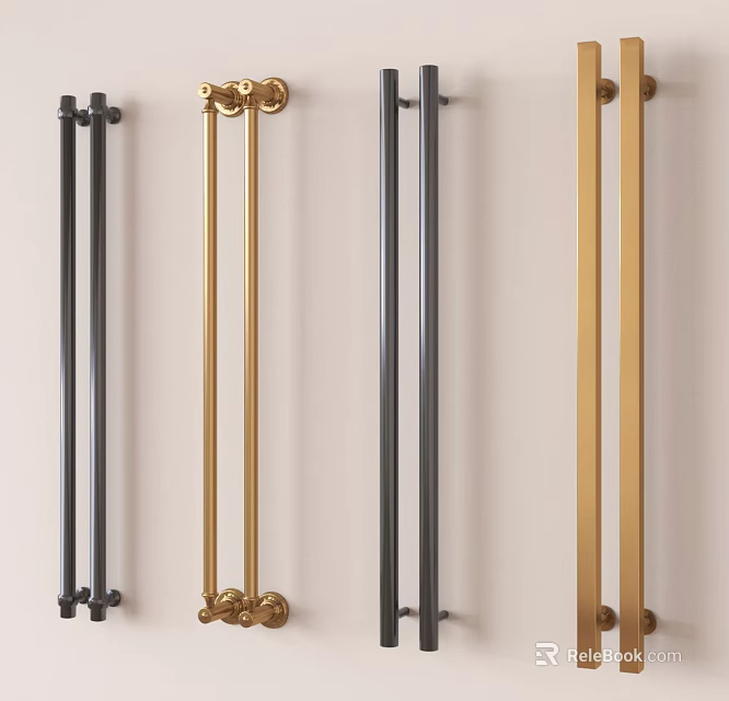 Modern Metal Cabinet Handles In Gold And Black Finishes For Home Decor 3d model 