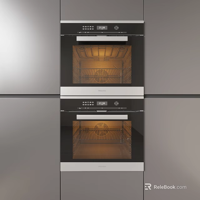 Modern Built In Double Ovens As Stylish Kitchen Appliances With Glass Doors 3d model 