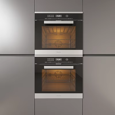 Modern Built In Double Ovens As Stylish Kitchen Appliances With Glass Doors 3d model
