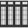 Black Framed Multiple Glass Panel Doors For Home Exterior Design 3d model