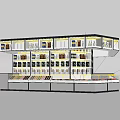 Modern Supermarket Alcohol and Tobacco Counter White Shelf with Light 3d model