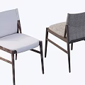 Contemporary Dining Chairs Featuring Dark Wooden Frame And Upholstered Gray White Seats