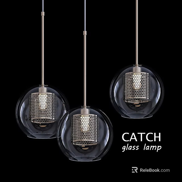 Modern Glass Globe Pendant Lights With Metal Mesh Design For Interior Decor 3d model 