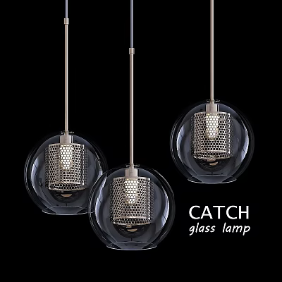 Modern Glass Globe Pendant Lights With Metal Mesh Design For Interior Decor 3d model