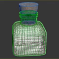 Dark Blue Glass Ink Bottle With Natural Cork Stopper And Smooth Surface