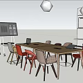 Modern Meeting Table and Chair Office Meeting Discussion Table and Chair Combination 3d model