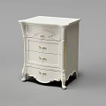 White Entryway Side Cabinet With Classic Carved Design And Storage Drawers