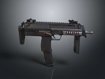 Tactical Black Submachine Gun With Rail System And Ergonomic Grip 3d model