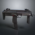 Tactical Black Submachine Gun With Rail System And Ergonomic Grip