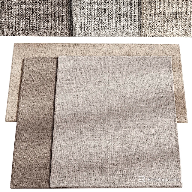 Modern Square Rug with Neutral Tones and Woven Texture for Living Room Decor 3d model 