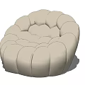 Beige Round Bean Bag Chair With Soft Bubble Design For Comfortable Seating 3d model