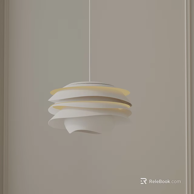 Minimalist White Layered Pendant Light Design For Modern Interior Ceiling Decor 3d model