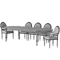 Classic Solid Wood Dining Table And Chairs Set With Carved Details And Upholstered Seats