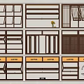 Modern medieval folding window upper and lower folding window shutter sliding window 3d model