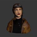 Realistic Game Movie Character With Aviator Goggles Brown Hair And Brown Star Pattern Coat