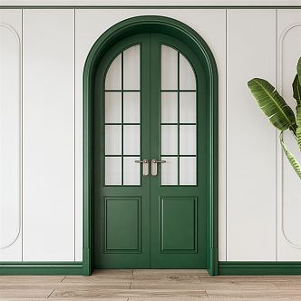 French double-door double-opening arch 3d model