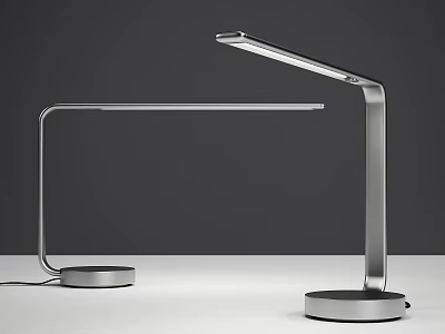 Modern Silver Metal Desk Lamp With Sleek Adjustable Arm And Stable Base 3d model