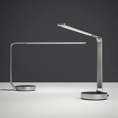 Modern Silver Metal Desk Lamp With Sleek Adjustable Arm And Stable Base 3d model