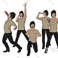 Men with Spiky Hair Singing Dancing and Holding Microphones in Gray T-Shirts